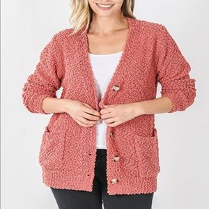 Button down popcorn Cardigan by Zenana